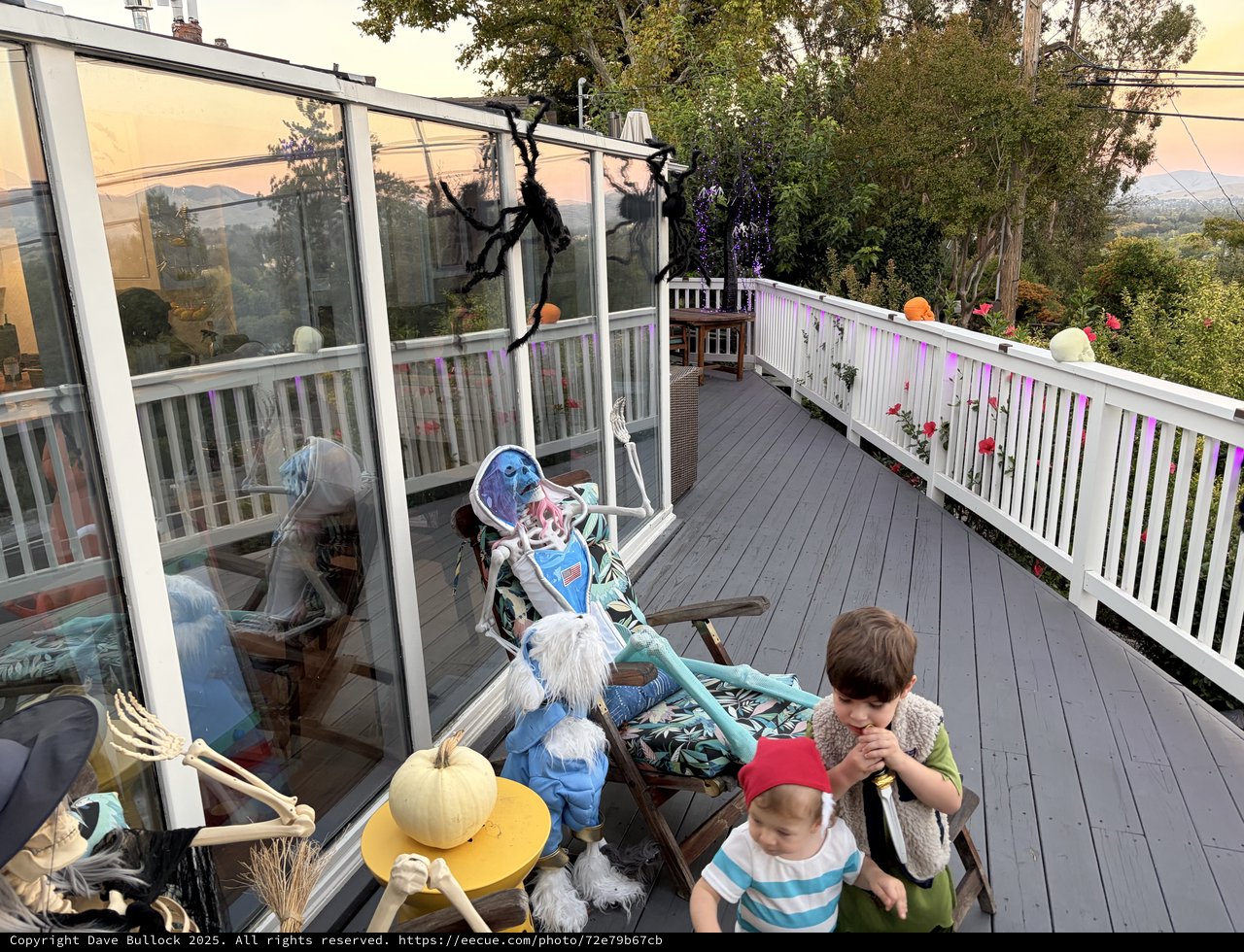 Halloween Deck Decorations with Skeleton and Children