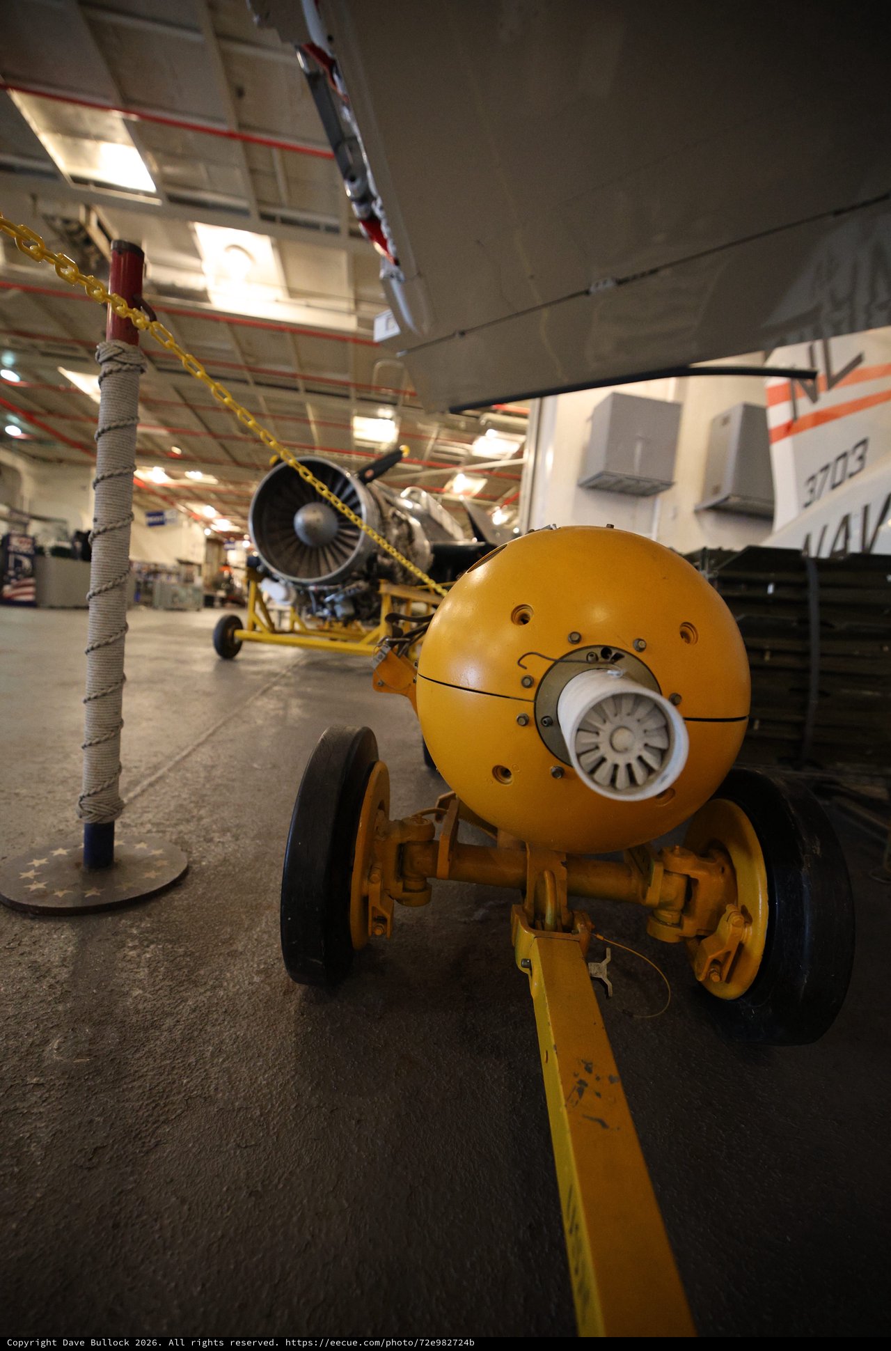 Aircraft Maintenance Equipment in USS Hornet Hangar