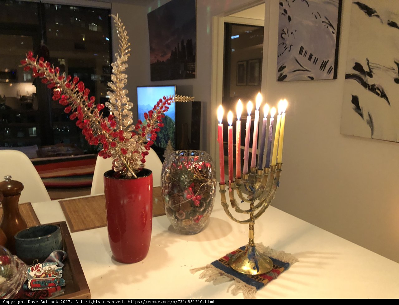 Hanukkah Menorah on Table