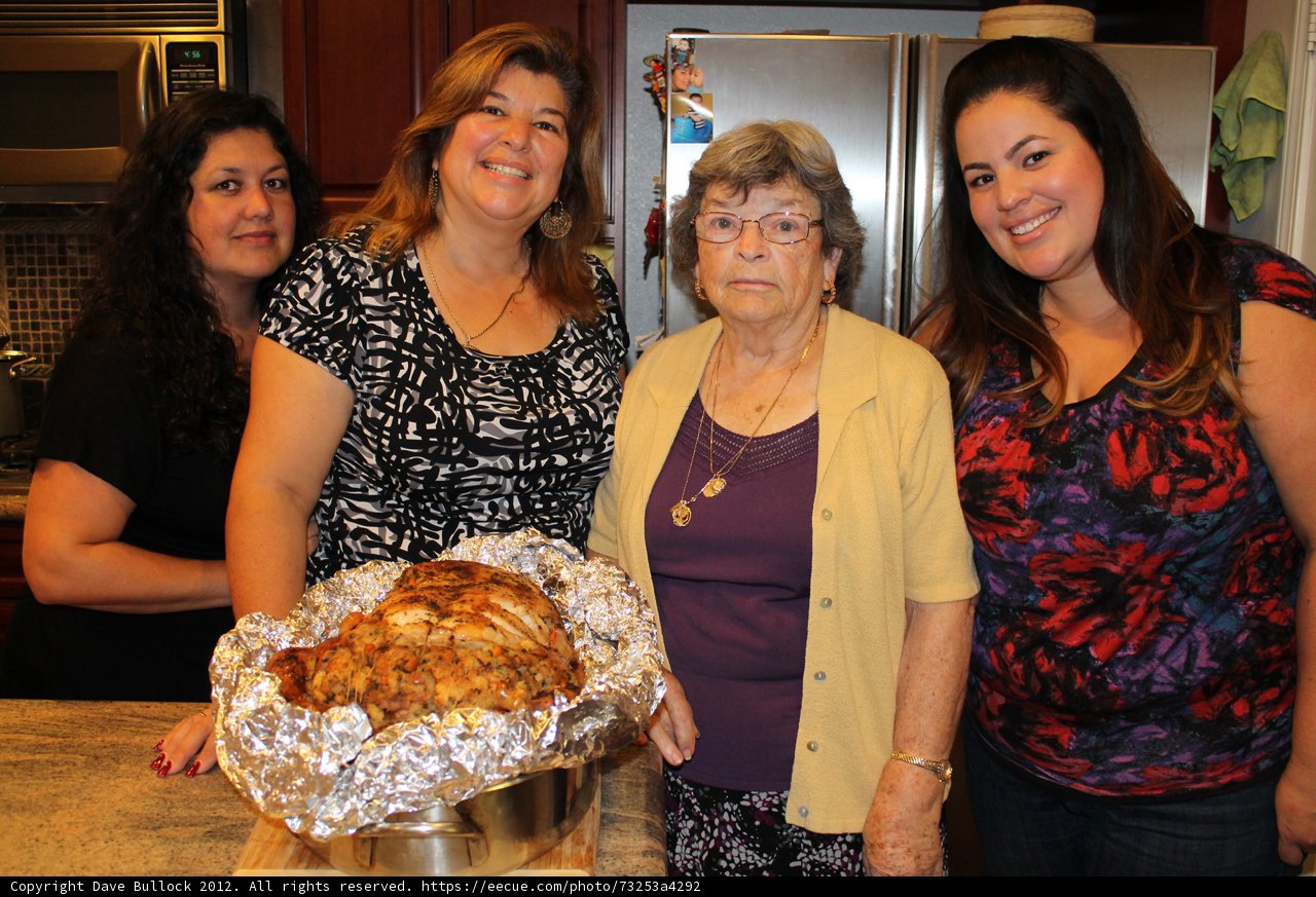 Women Enjoying a Turkey Dinner
