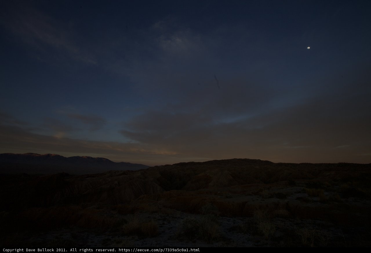 Moon and Plane over Anza Borrego Desert