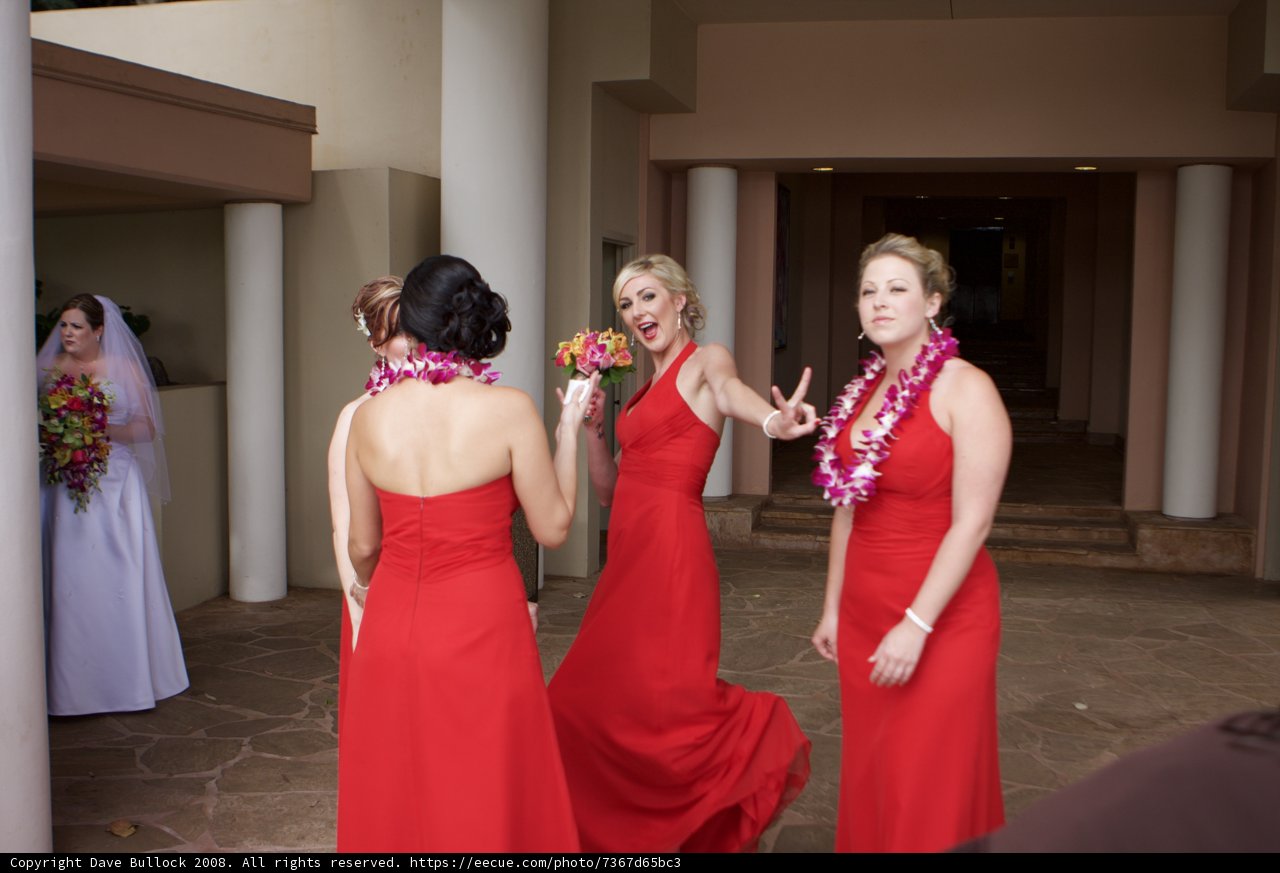 Three Brides in Red Dresses