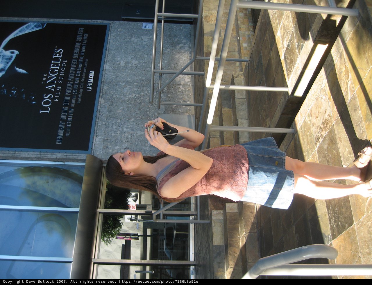 Young Woman Photographing Outside LA Film School