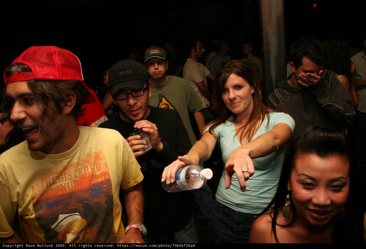 Friends Dancing and Pointing at Night Club Party