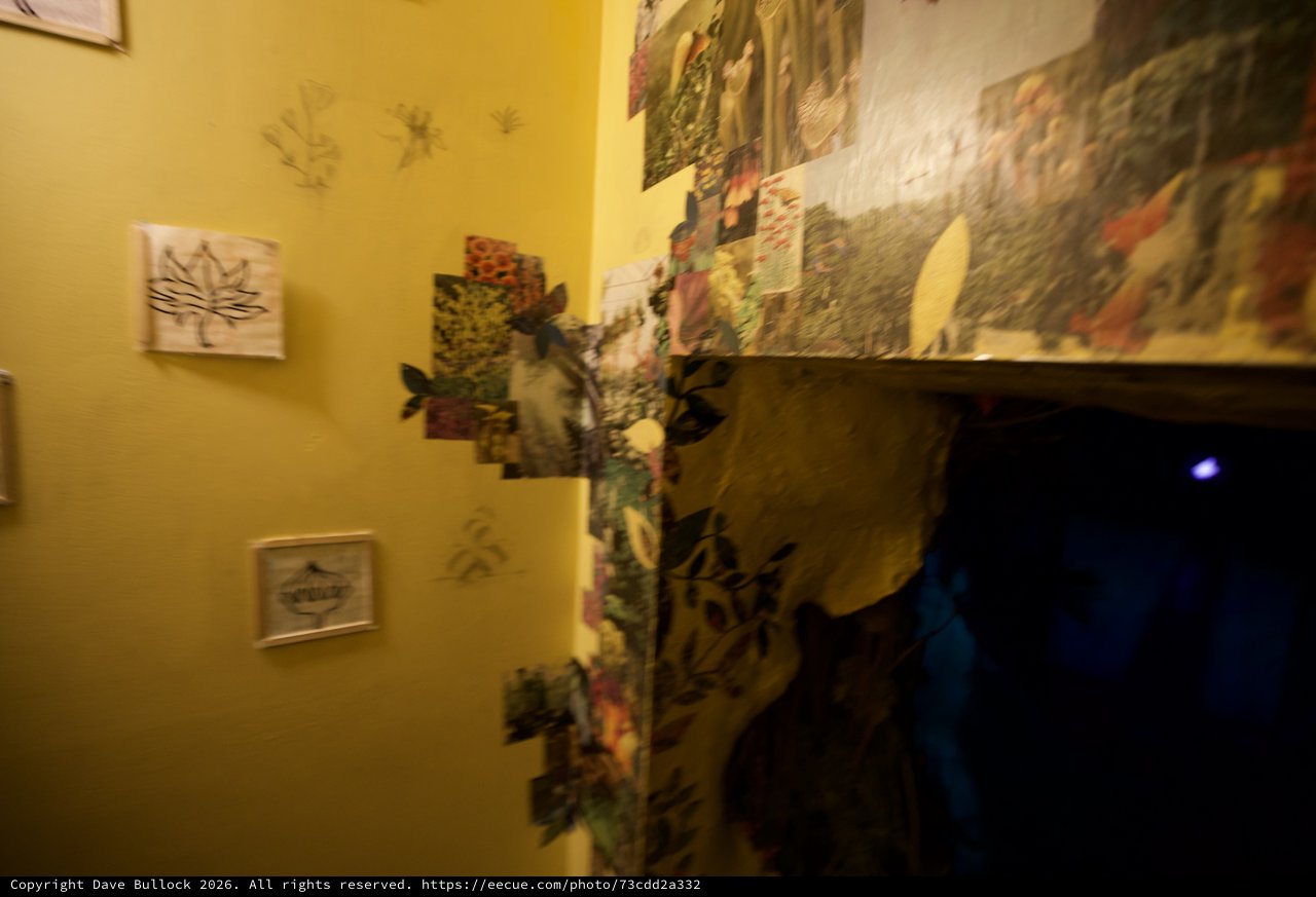 Art-Filled Yellow Corner Gallery Wall Display