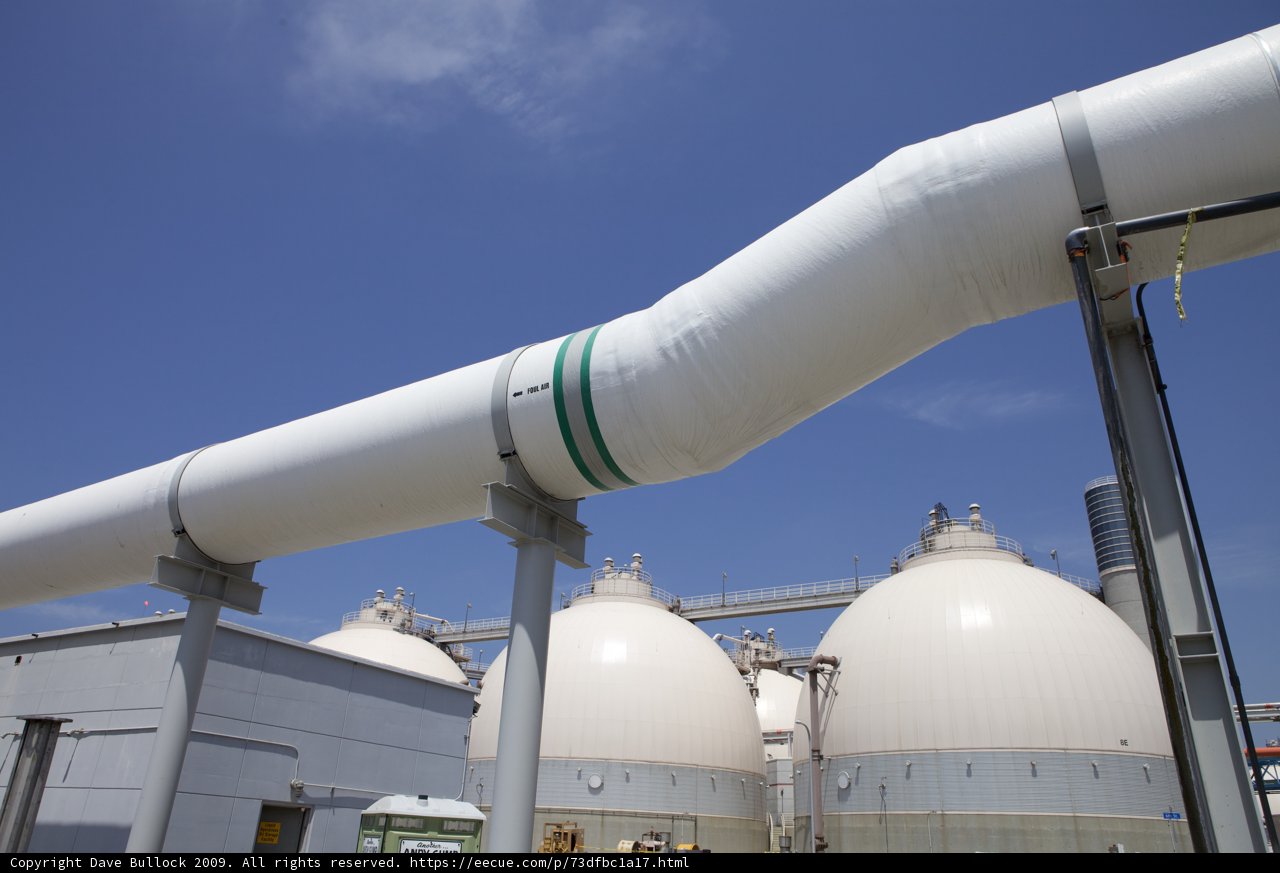 Green Striped Pipe at a Factory