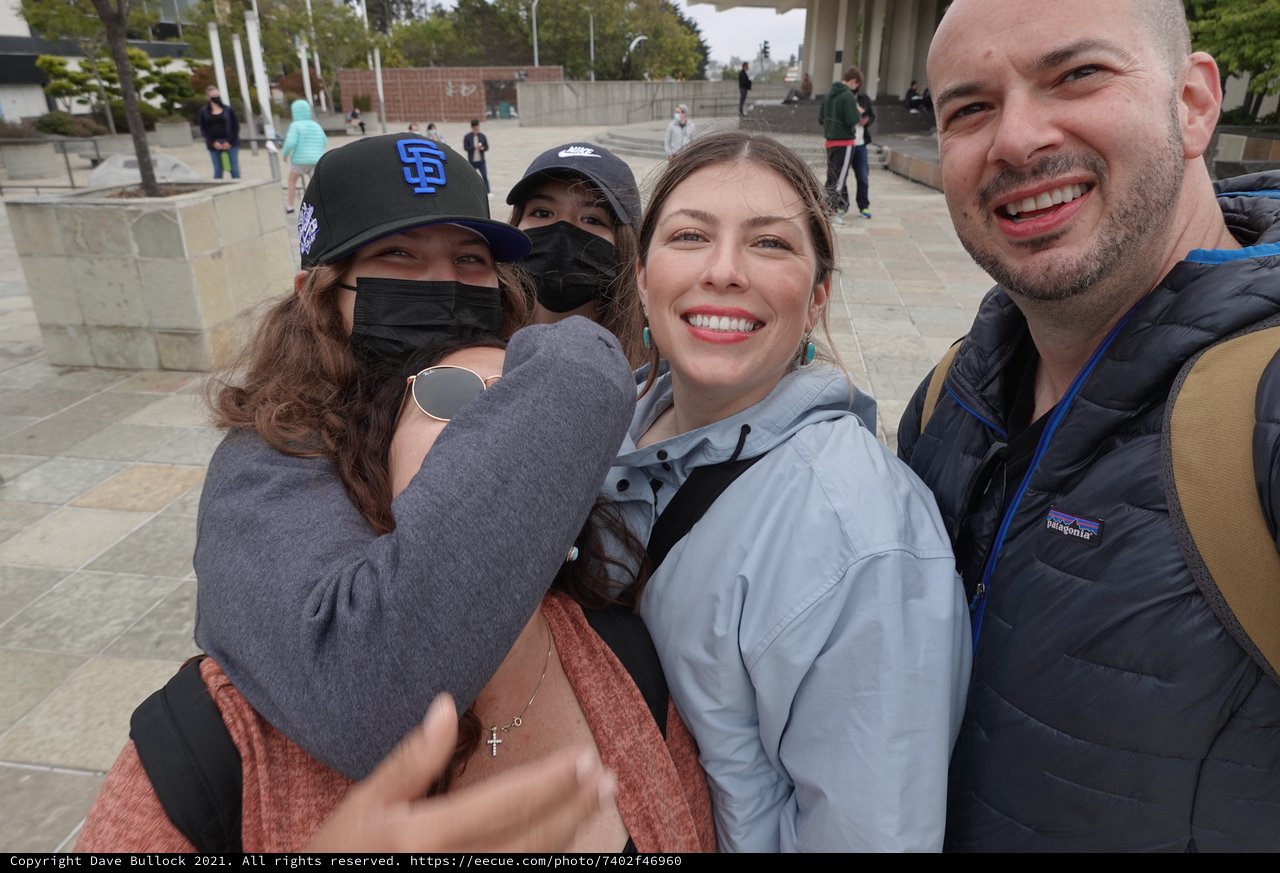 Happy Group Selfie at Public Plaza