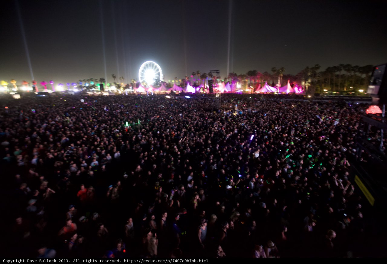 Coachella Concert Crowd under Night Sky