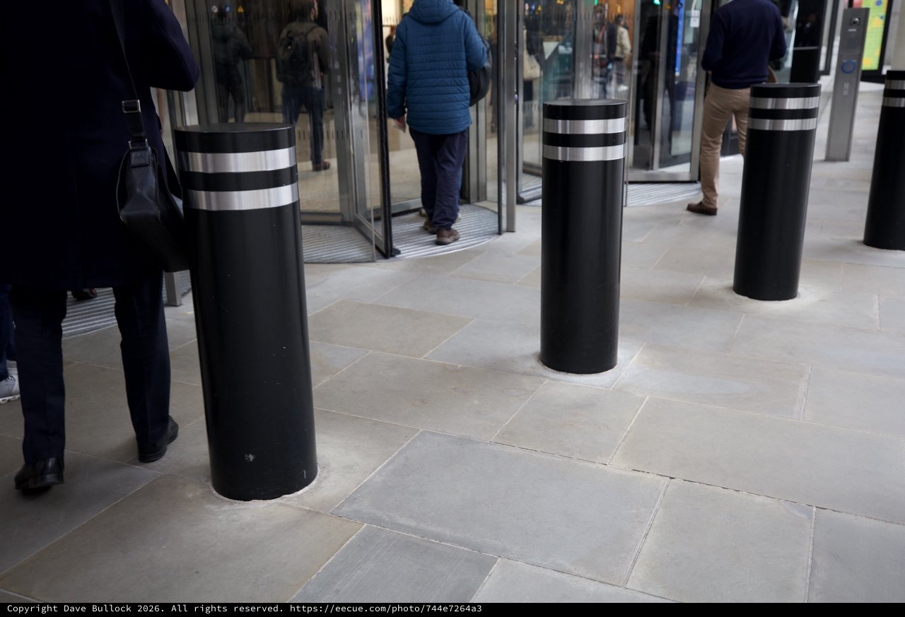Security Bollards at Modern Building Entrance in London