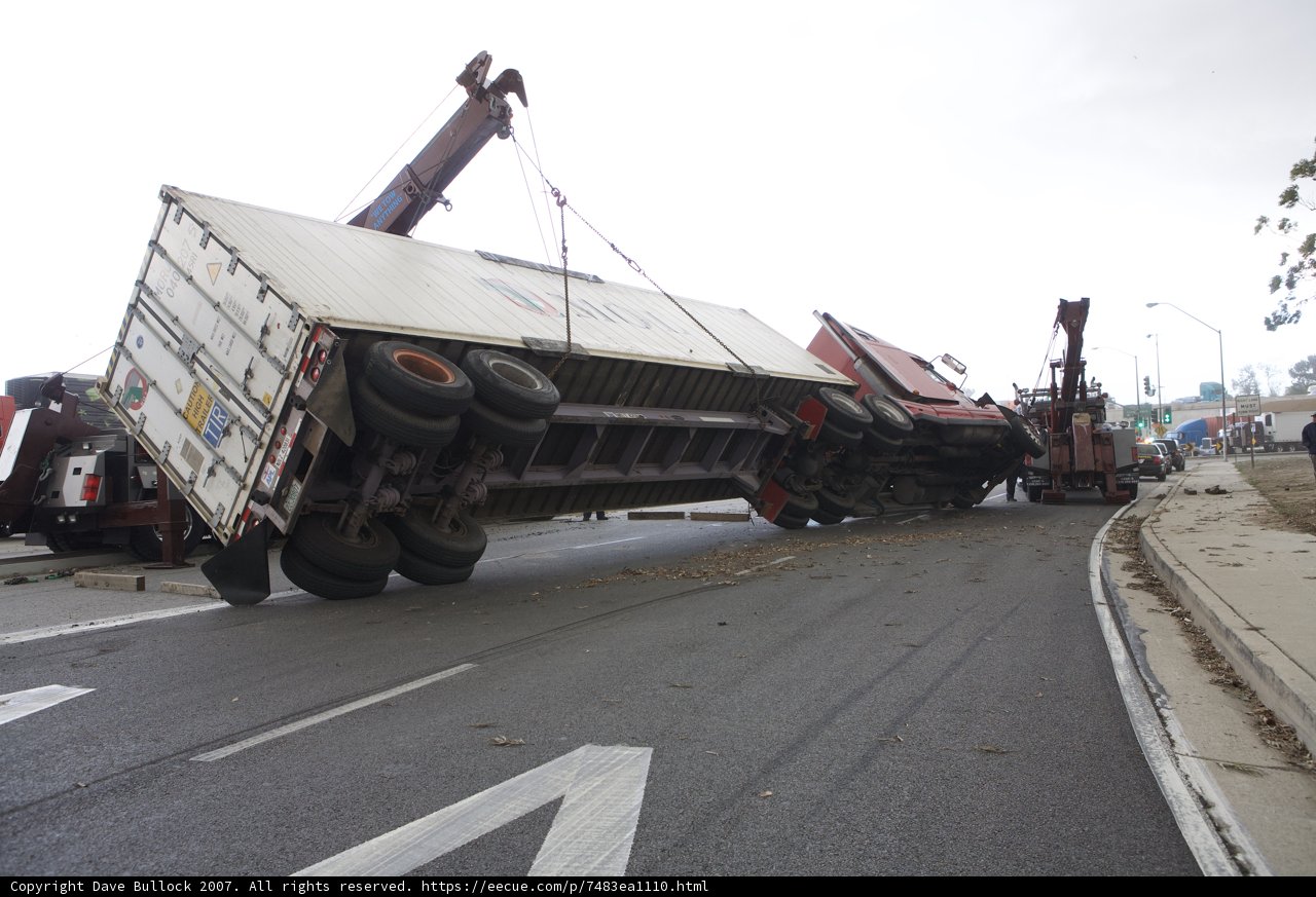 Removal of overturned truck off the road