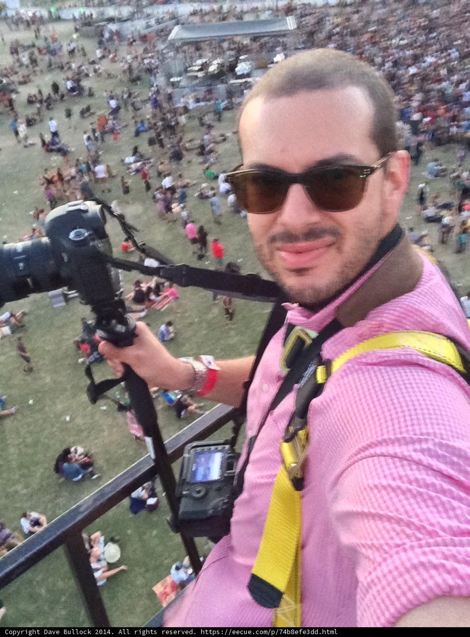Dave B Photographing Himself in Front of a Roaring Crowd