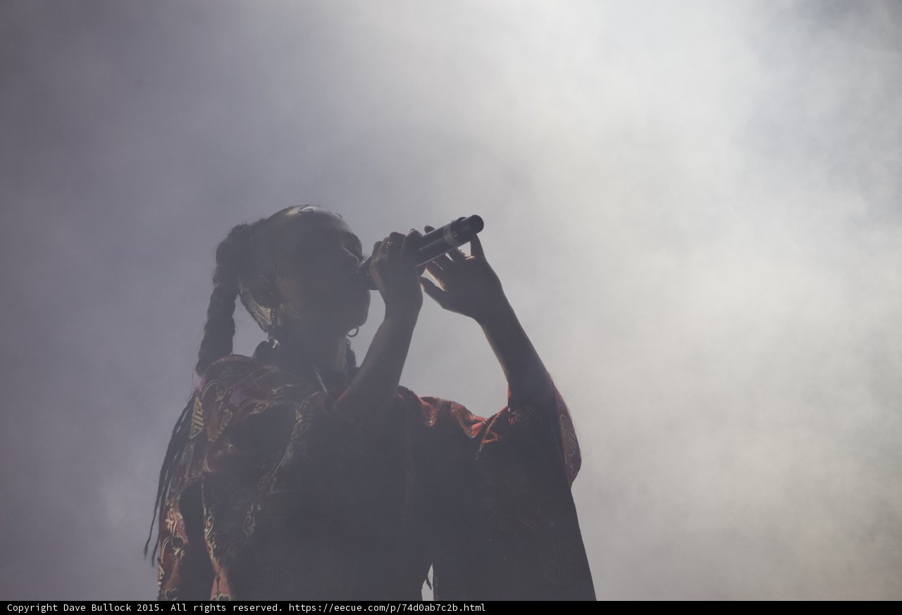 FKA twigs Gorgeous Silhouette Portrait Profile Singing Braided Ponytails Hoop Earrings Red Kimono Heavy Backlit Haze