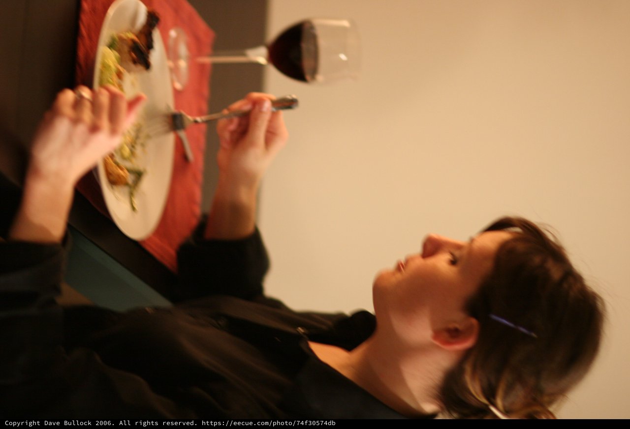 Elegant Woman Dining Alone with Red Wine
