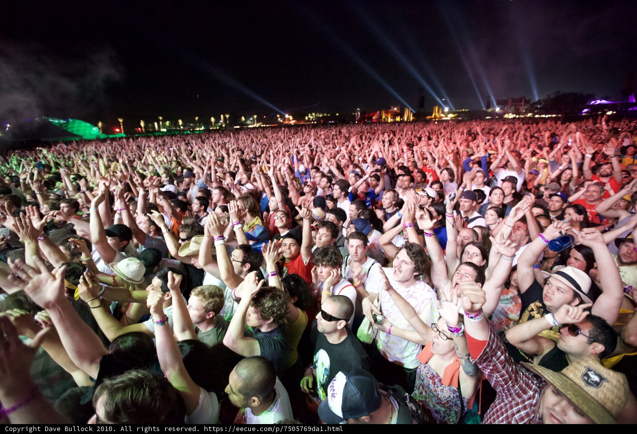 Crowded Night at Coachella Music Festival
