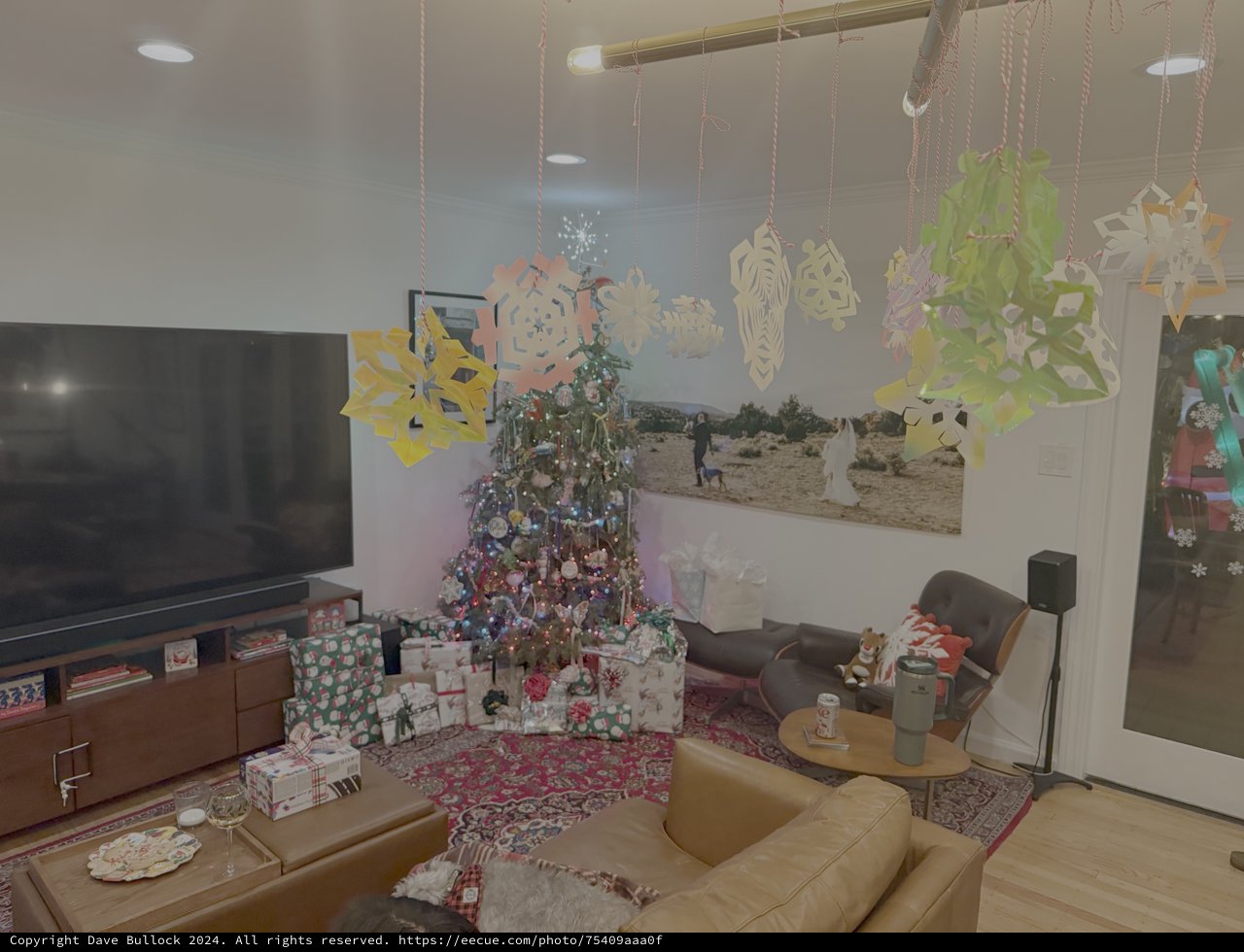 Festive Christmas Morning Living Room Scene