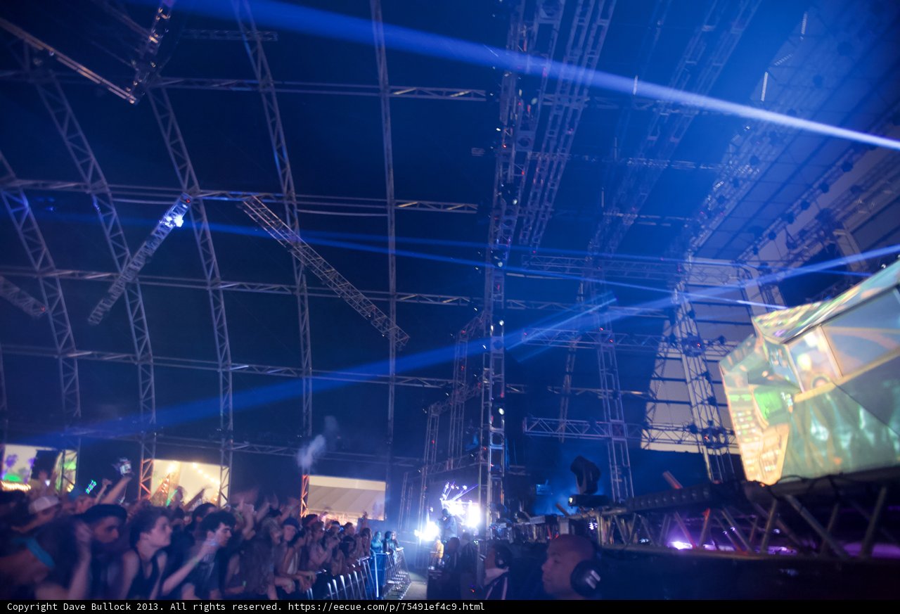 Coachella Nightlife: Rock Concert with Thrilling Lighting and Enthusiastic Crowds