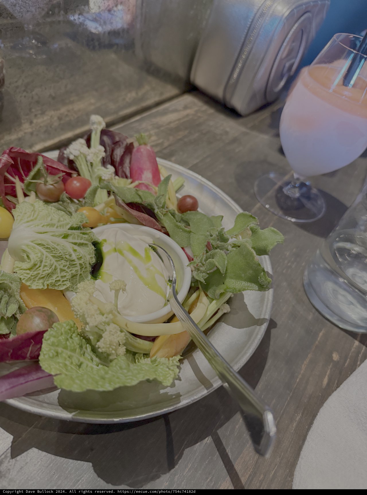 Fresh Garden Salad with Wine Glass