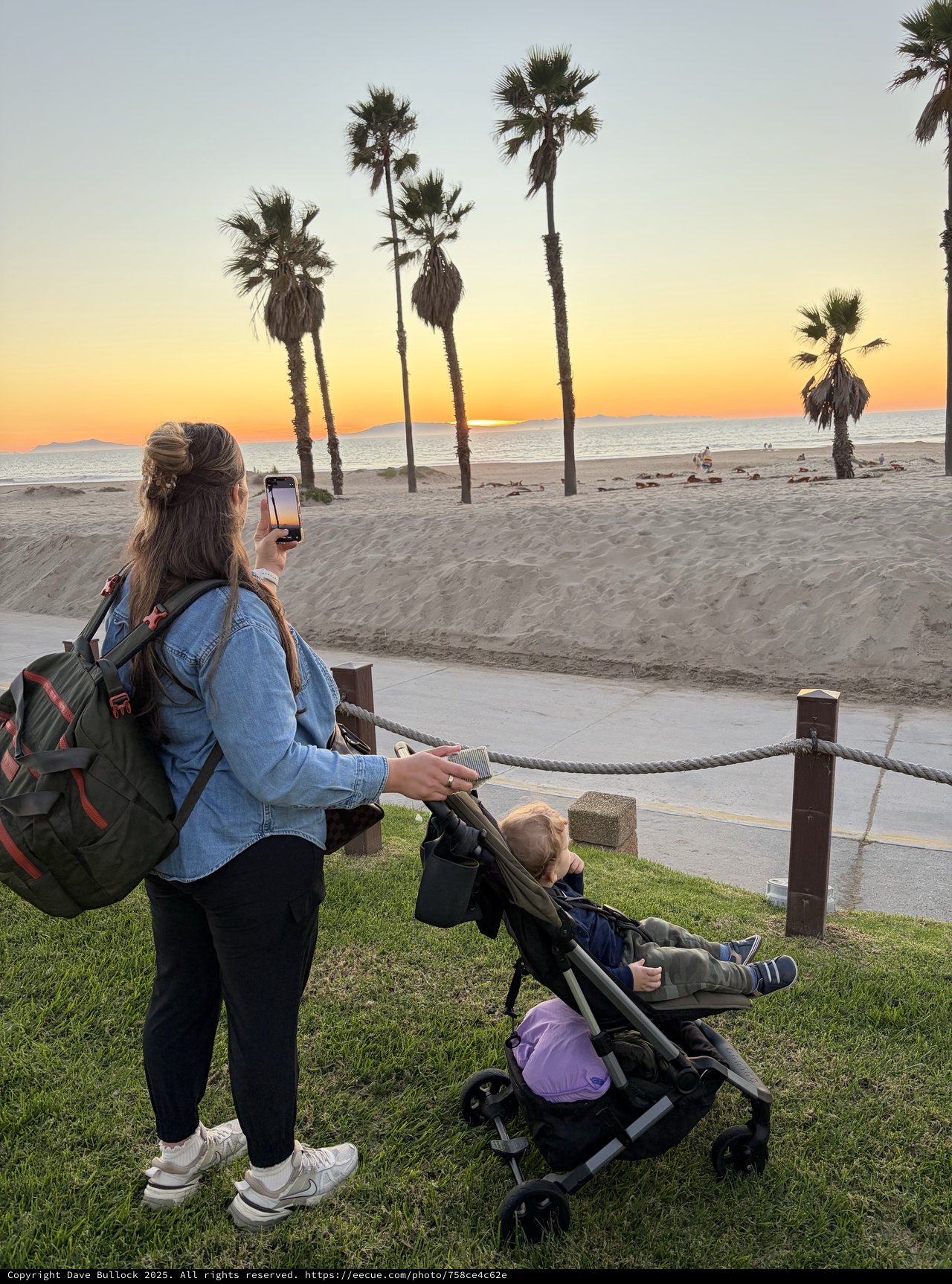 Sunset Stroll with Baby at California Beach