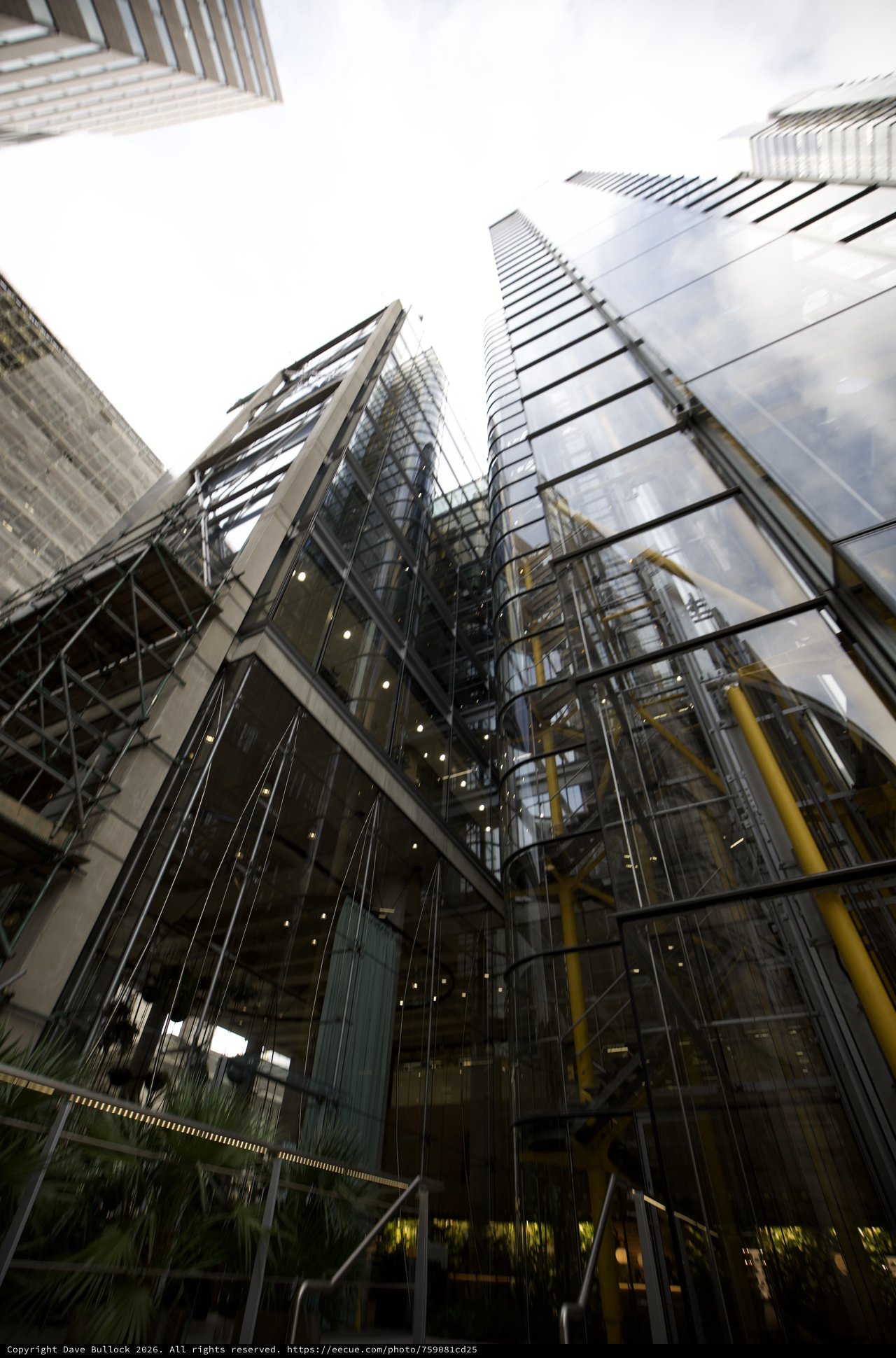 Dramatic Upward View of London Financial District Skyscrapers