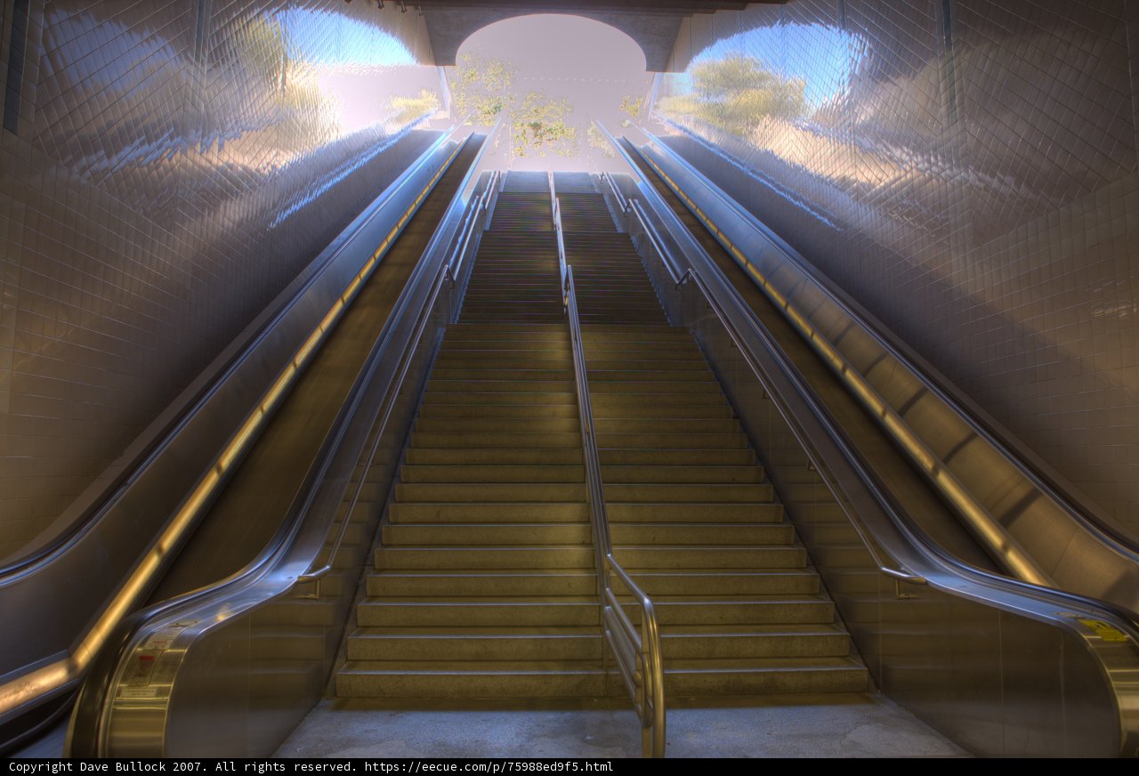 Bright Escalator in the Transit Tunnel