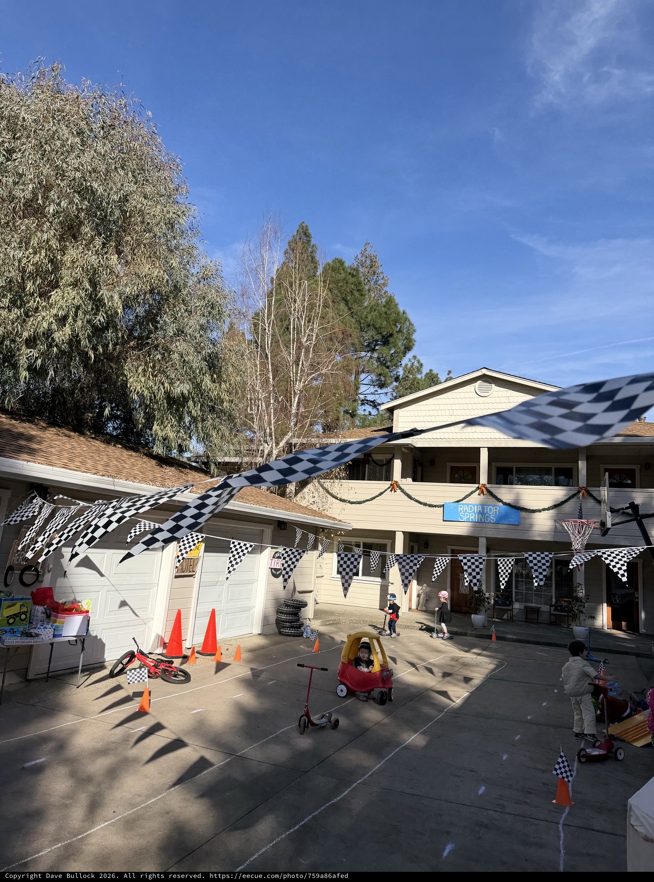 Racing-Themed Children's Birthday Party in Suburban Driveway