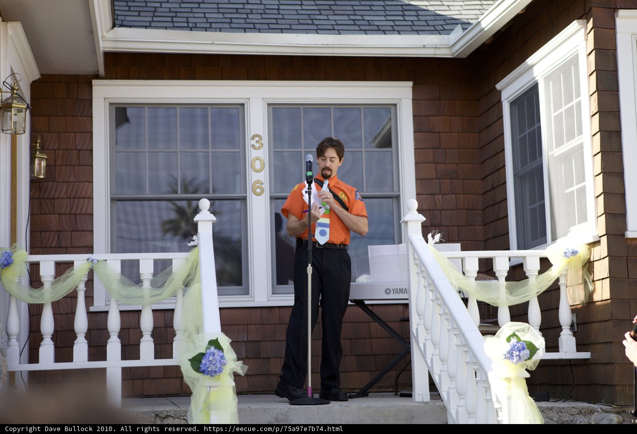 Orange Shirt Lady on the Porch