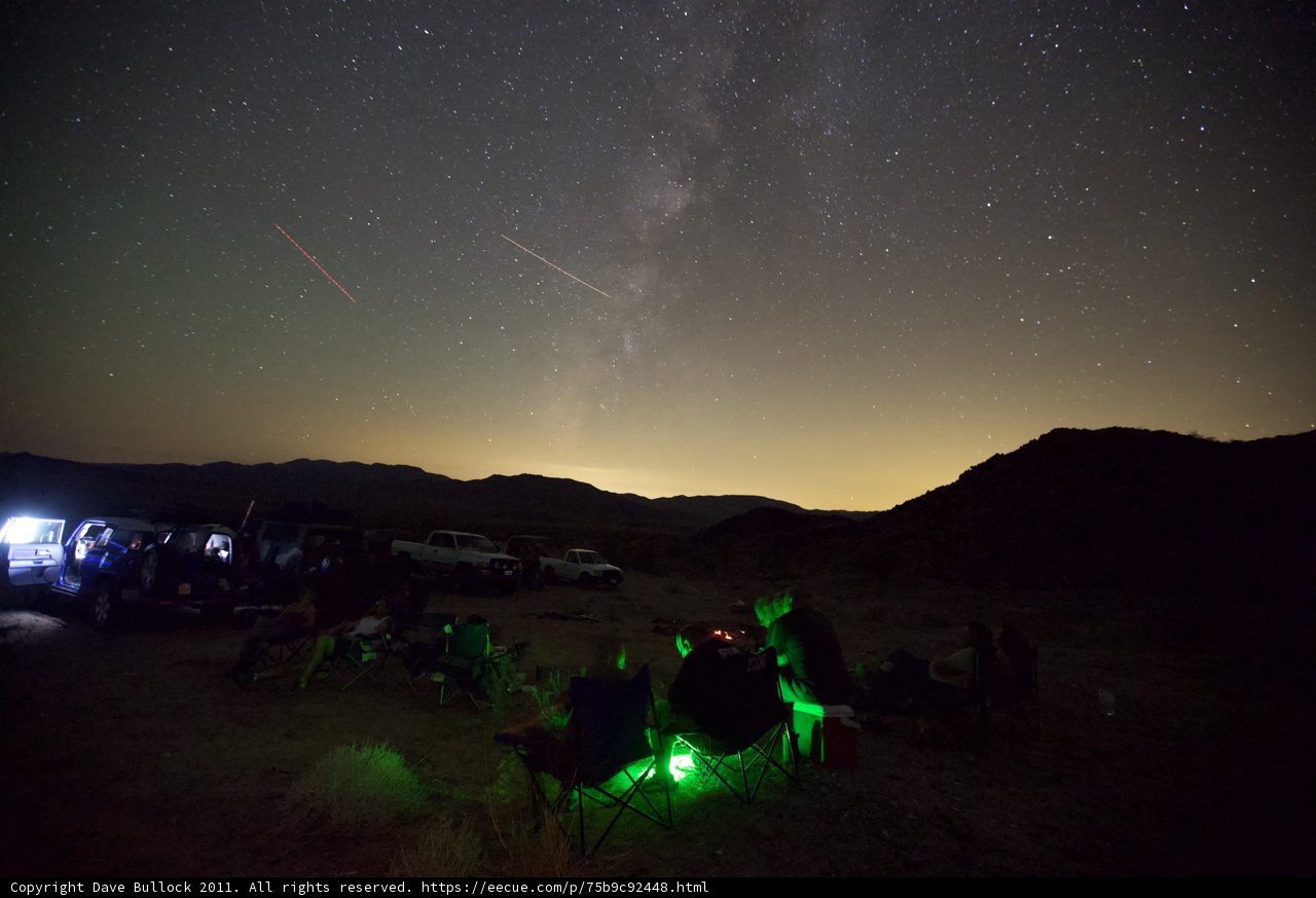 Nighttime Campfire Under the Green Aurora Glow