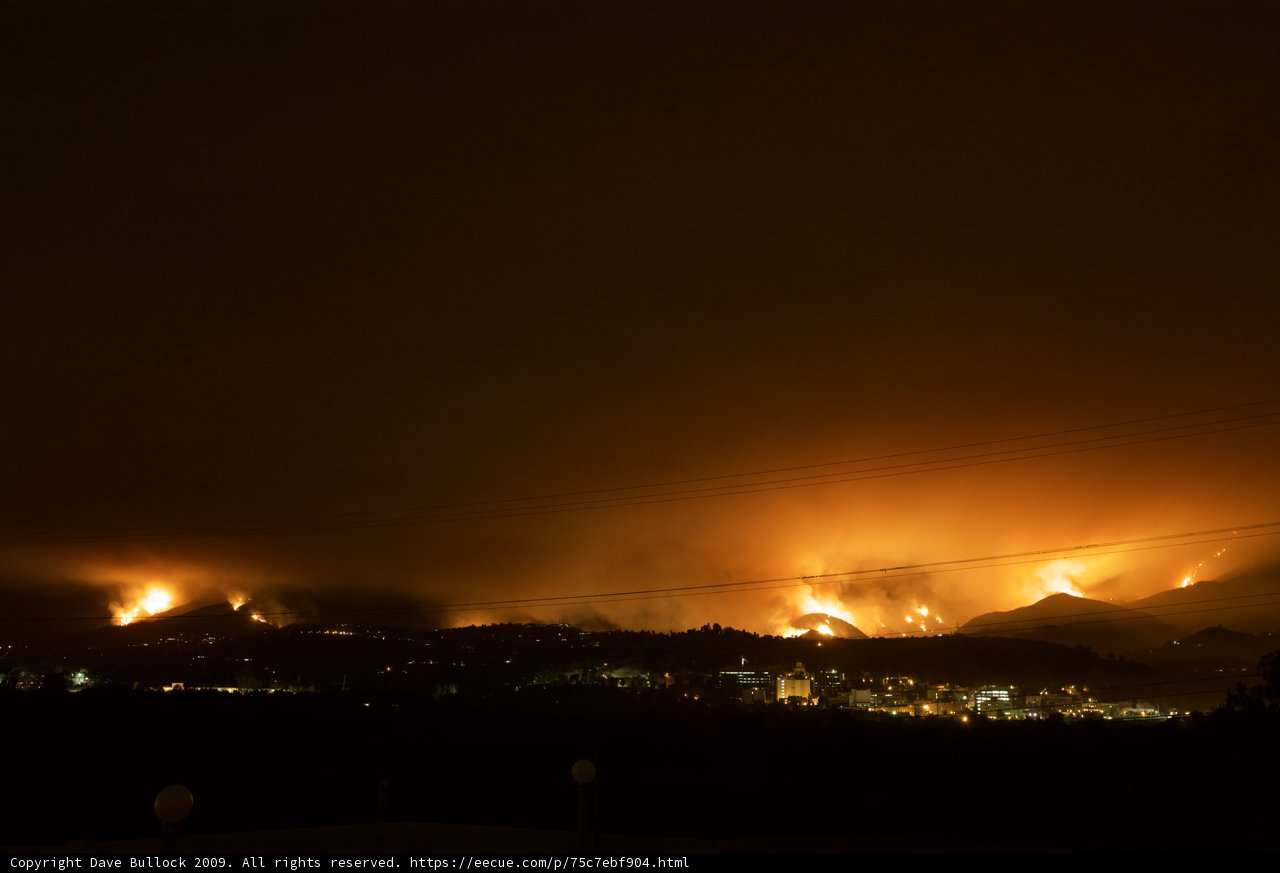 Aerial View of Station Fire at Night