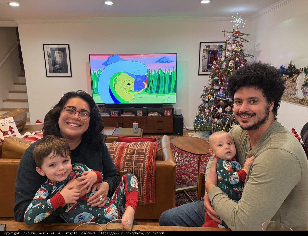 Family Christmas Morning with Matching Pajamas