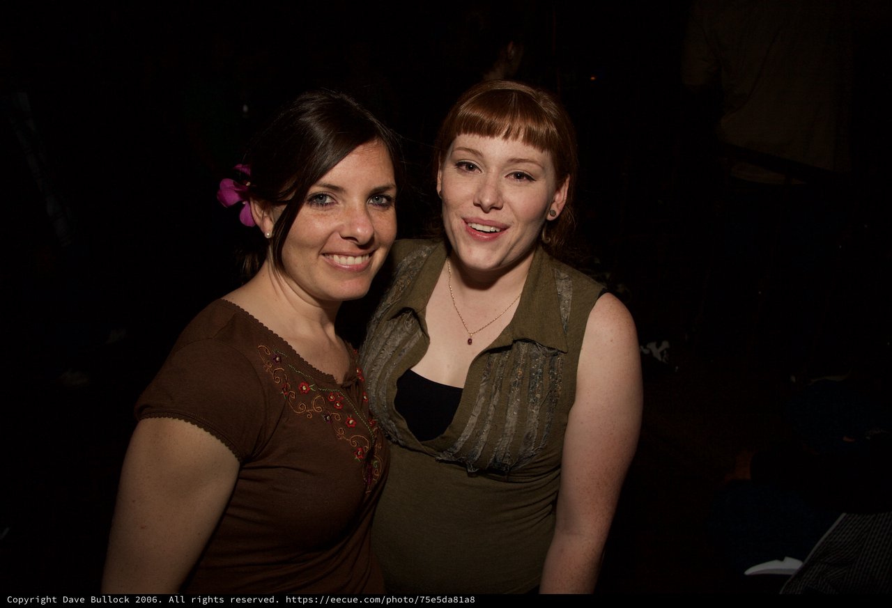 Two Friends Smiling at a 2006 Art Walk Event
