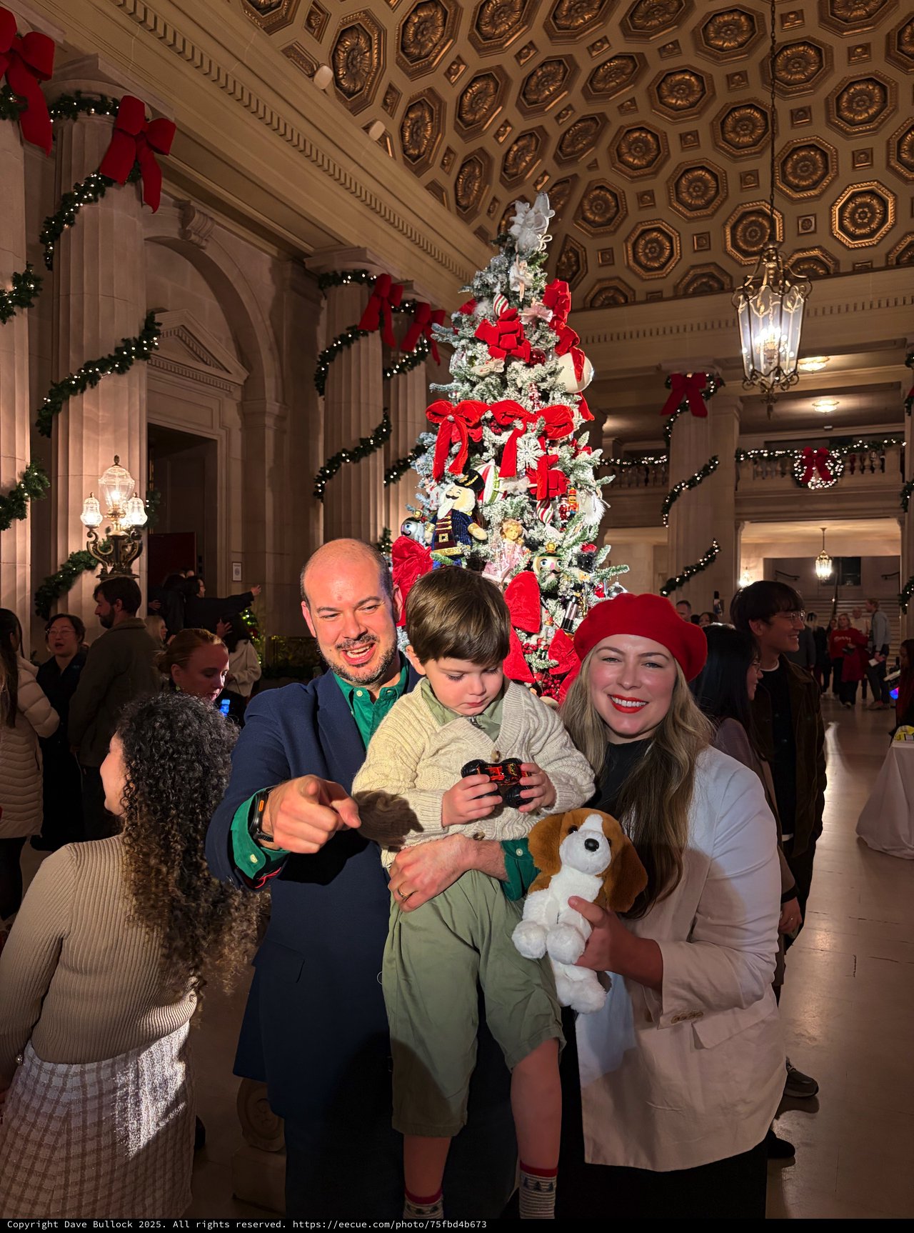 Family Christmas Portrait in Grand Historic Building