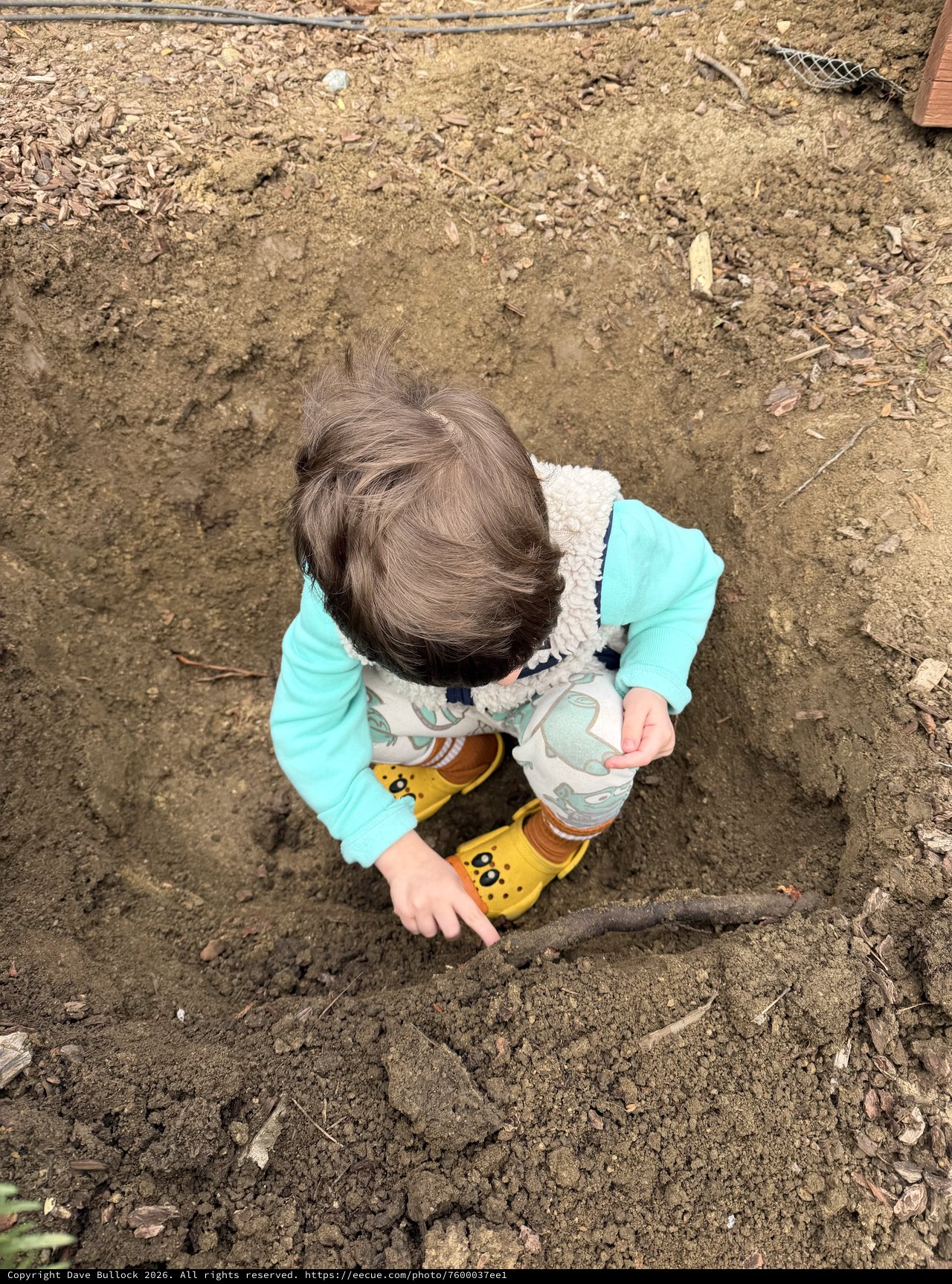 Toddler Exploring and Playing in Muddy Dirt