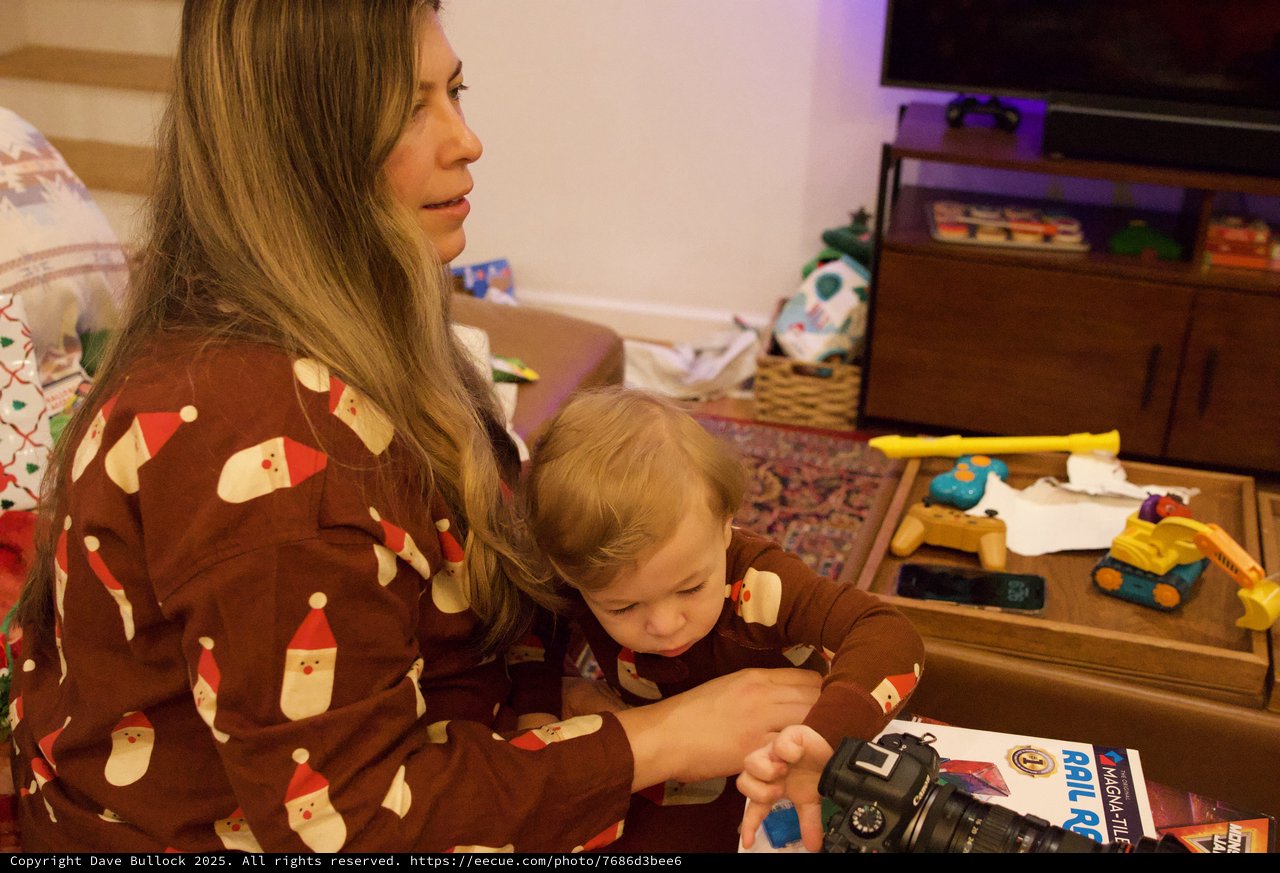 Mother and Child Christmas Moment at Home