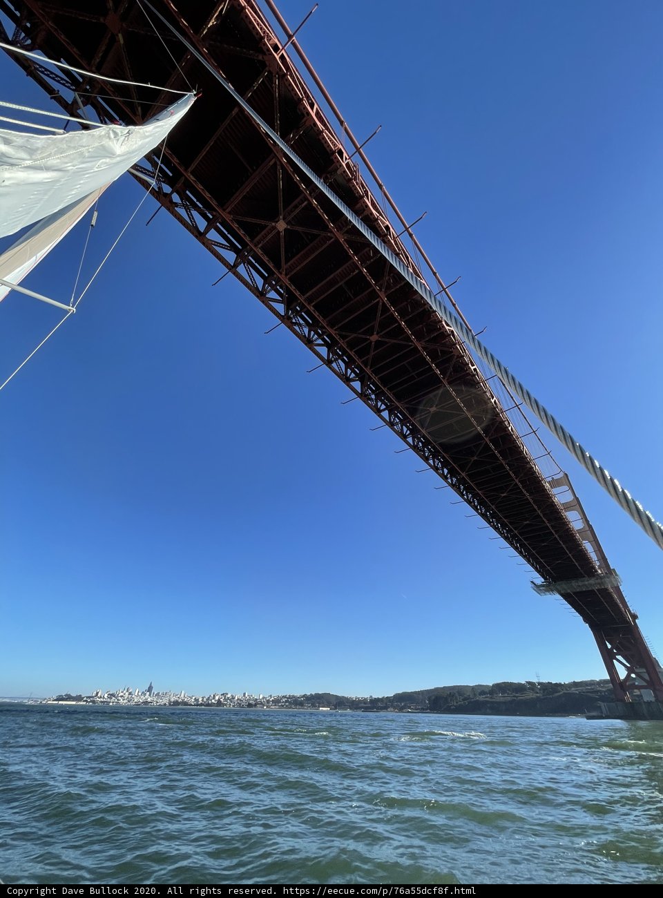 Golden reflections of the San Francisco Bridge