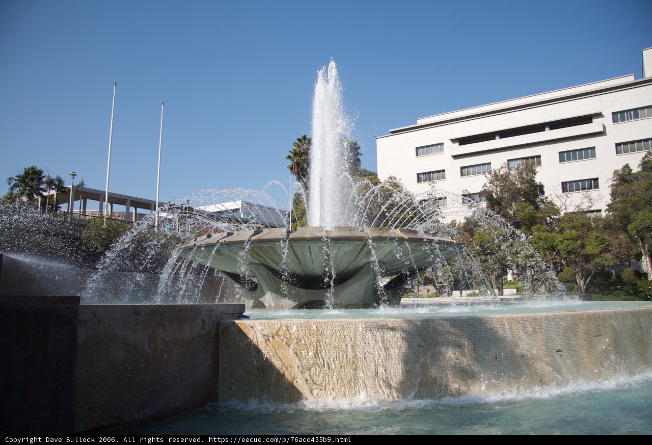 Serene Fountain in Front of Architectural Marvel
