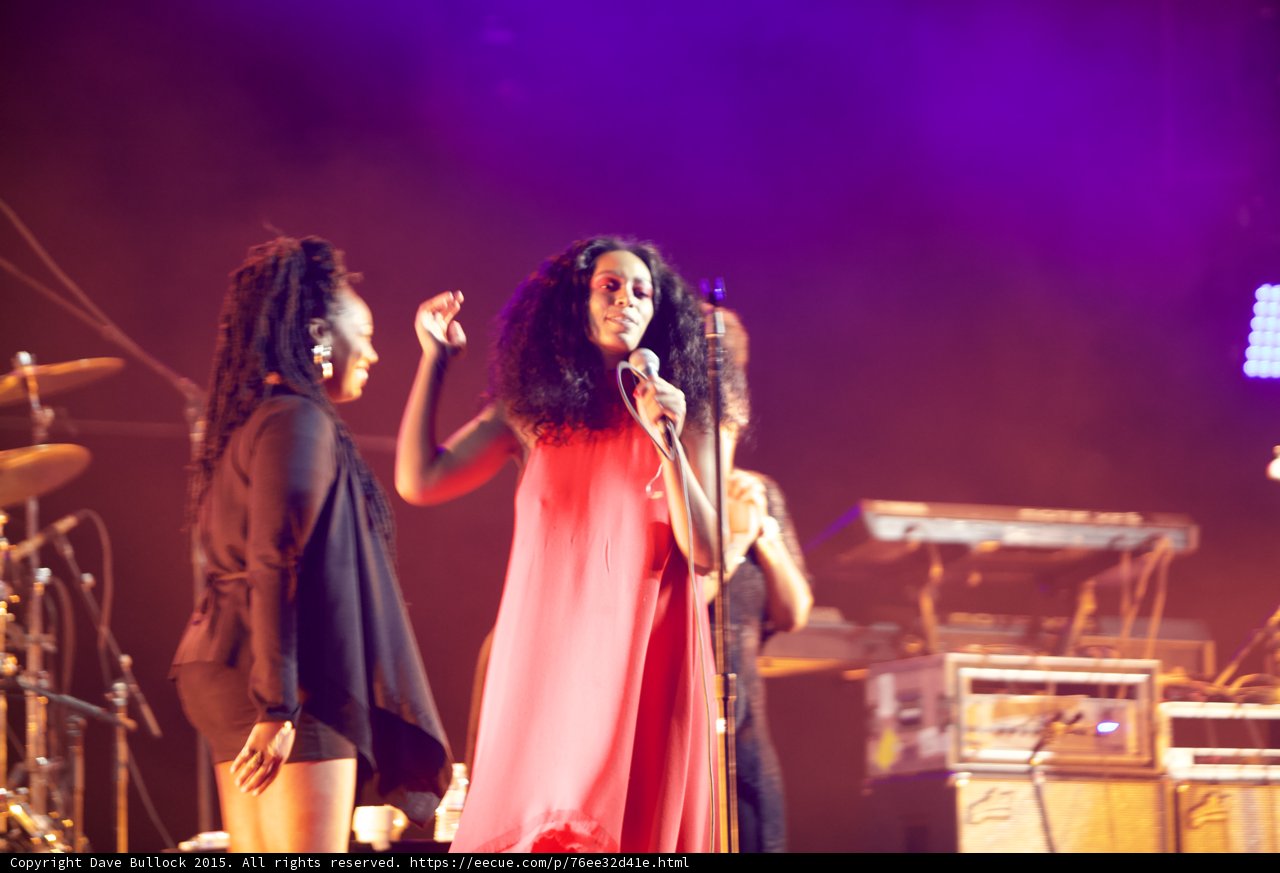 Solange Red Dress Dancing Backing Vocalist Dreadlocks LED Panel Purple