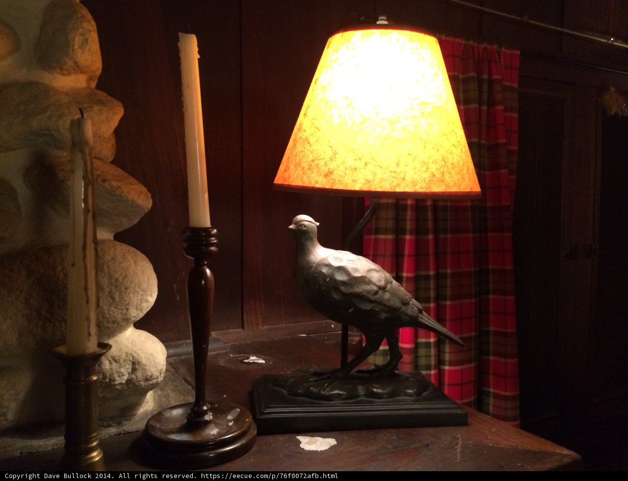 Pheasant Lamp and Candle
