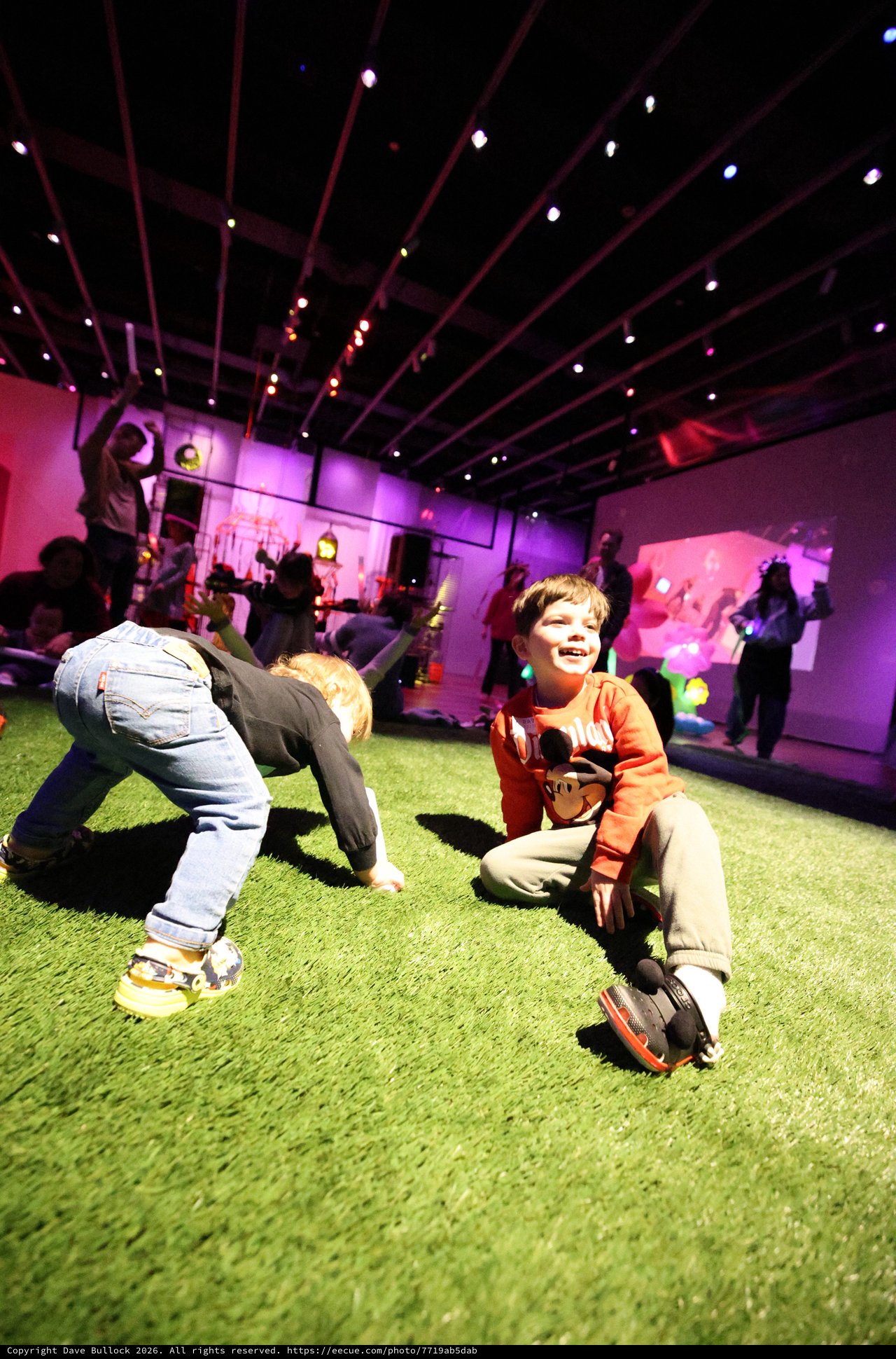 Children Playing at Baby Rave Event in Museum