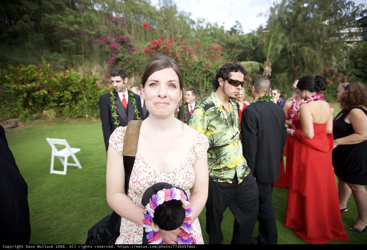 Emotional Guest at Outdoor Hawaiian Wedding Ceremony