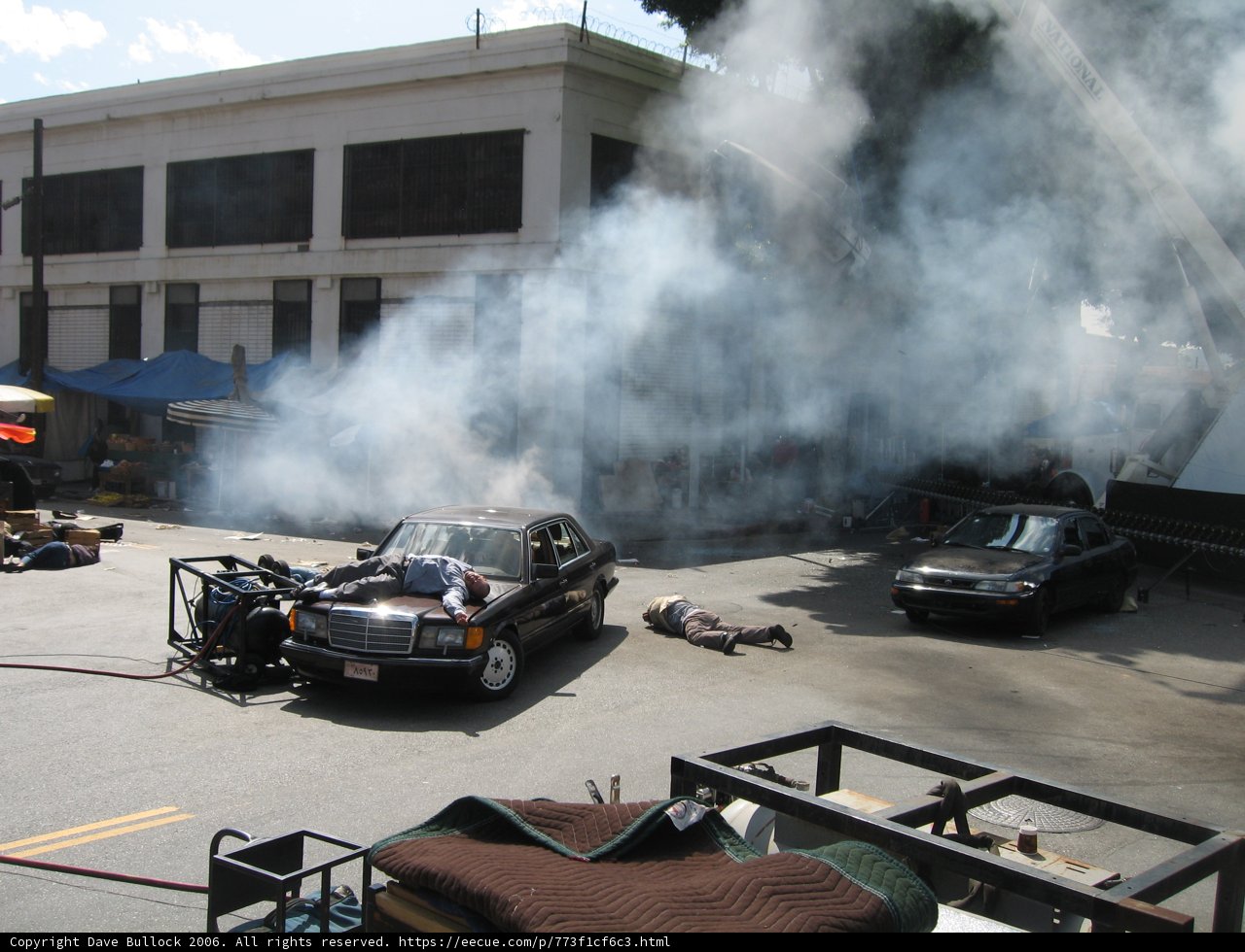 Flaming Car in Parking Lot