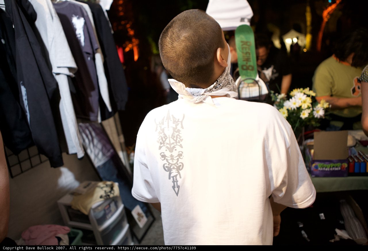 Tattooed Man at Flea Market
