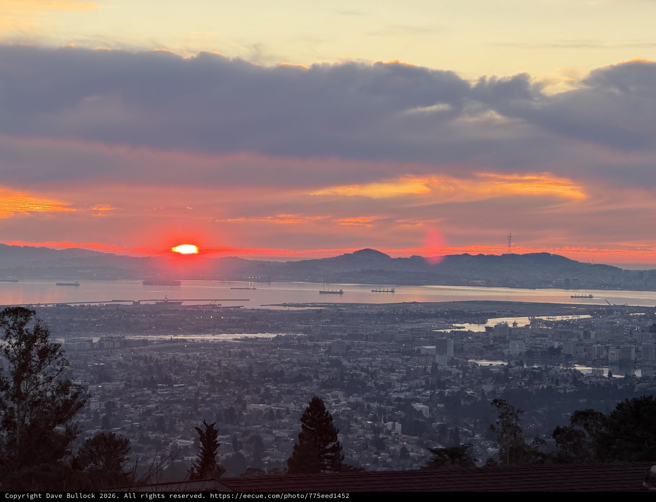 Golden Sunset Over San Francisco Bay from Berkeley Hills