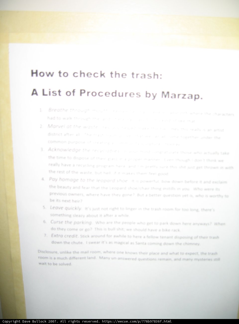 Instructions for Checking Trash
