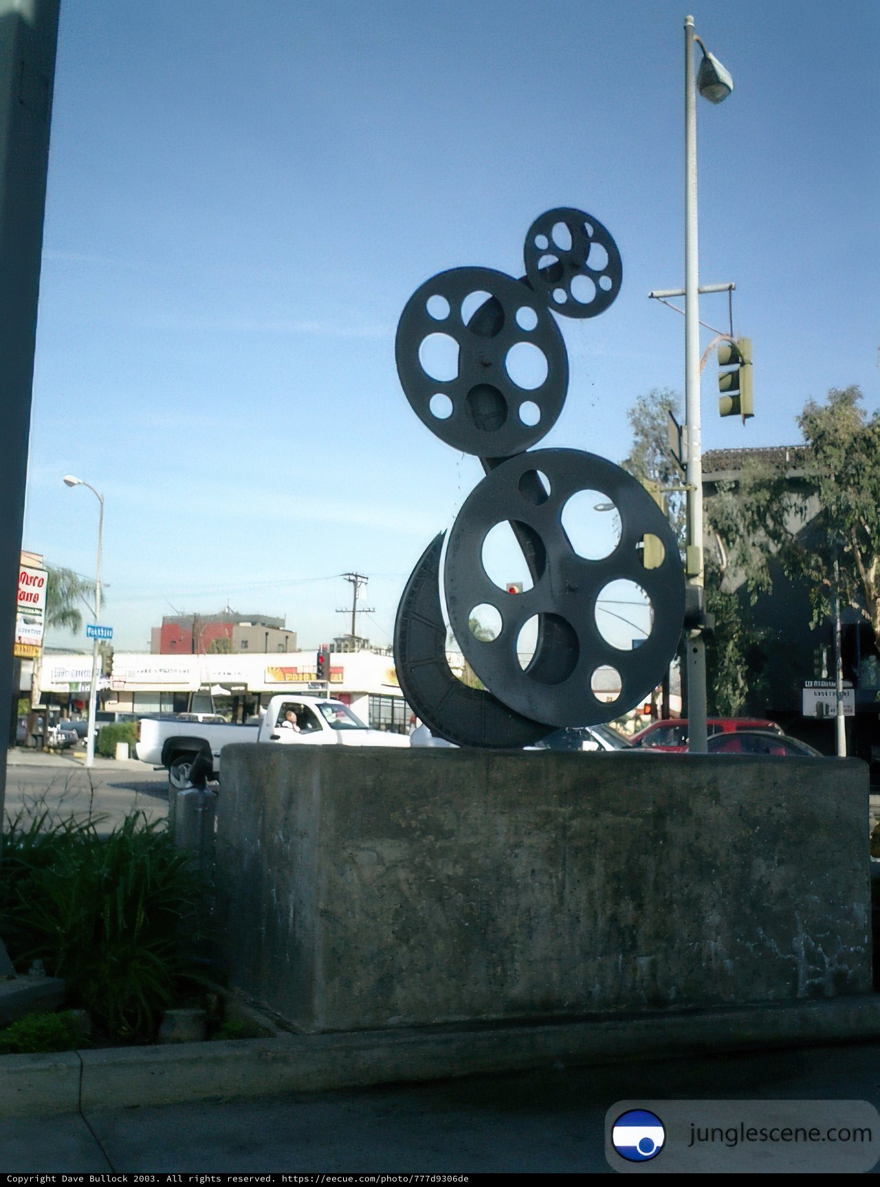 Movie Reel Monument on a Pedestal