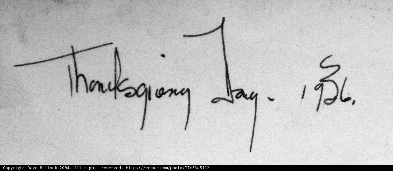 A Handwritten Thanksgiving Note