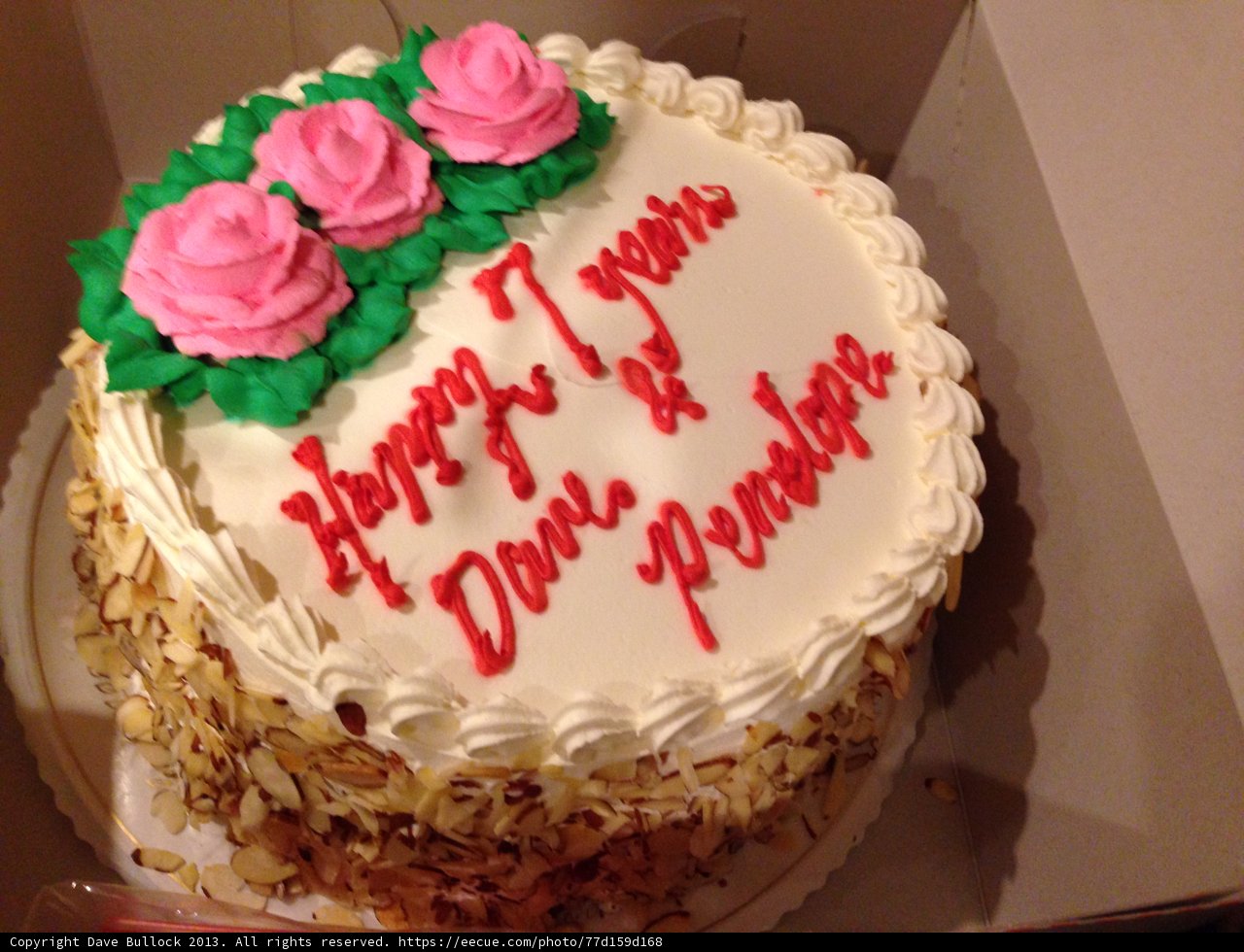Happy Birthday Cake with 3 Roses