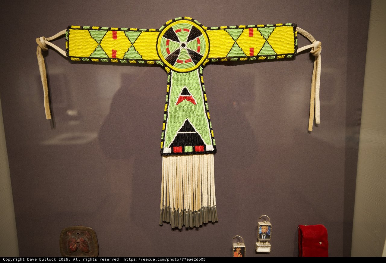 Native American Beaded Ceremonial Cross with Geometric Patterns
