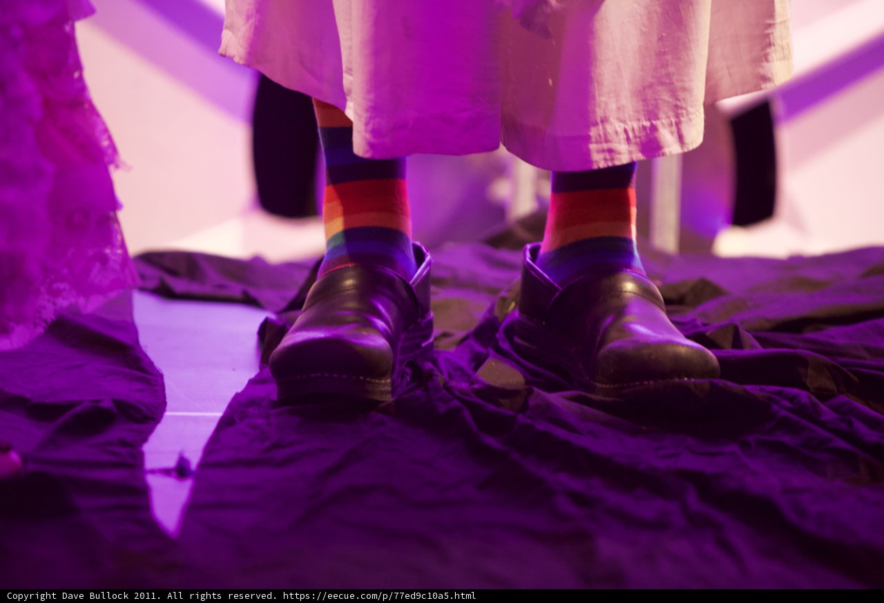 Purple Socks and Black Shoes