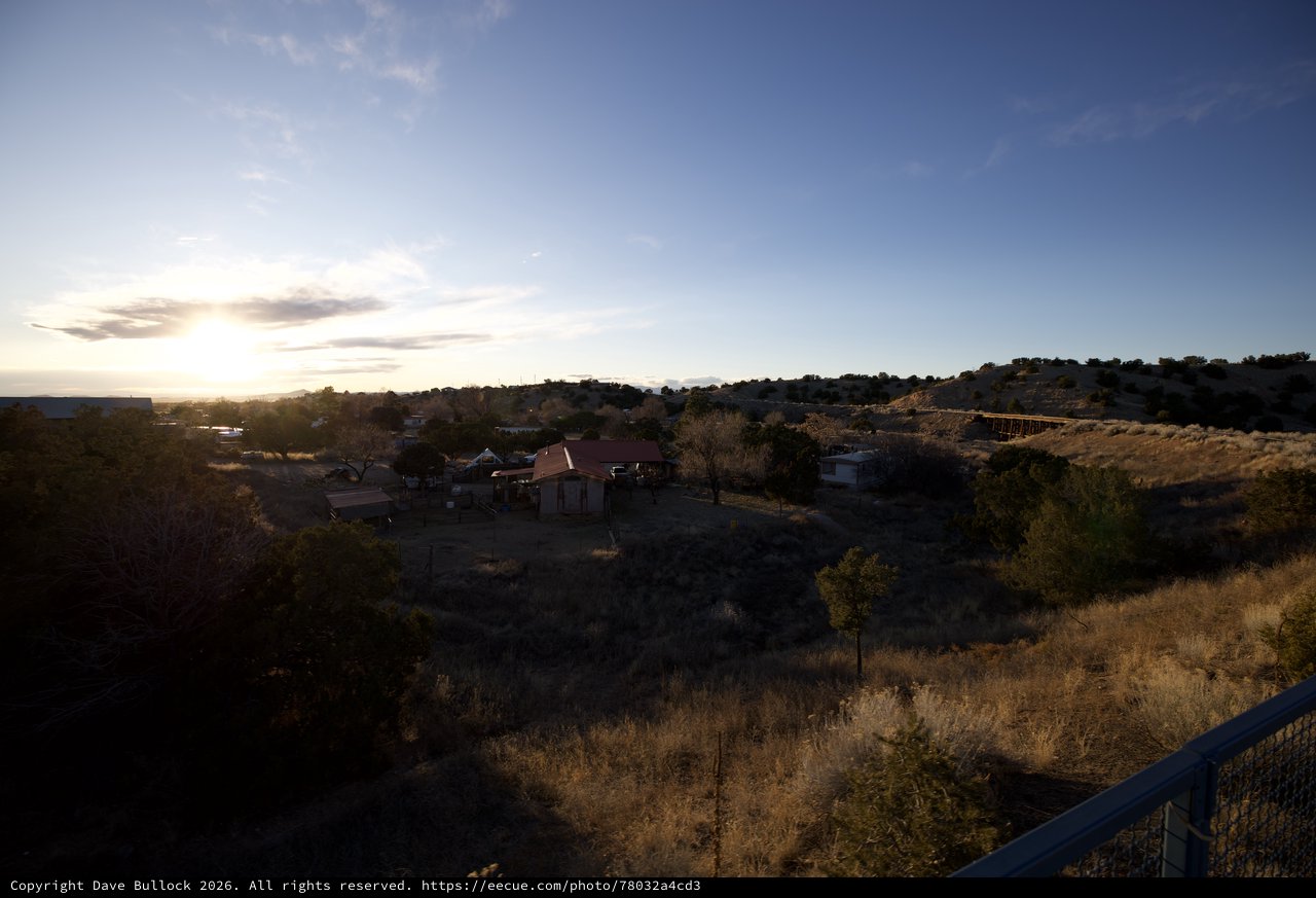 Sunset Over Desert Settlement in New Mexico