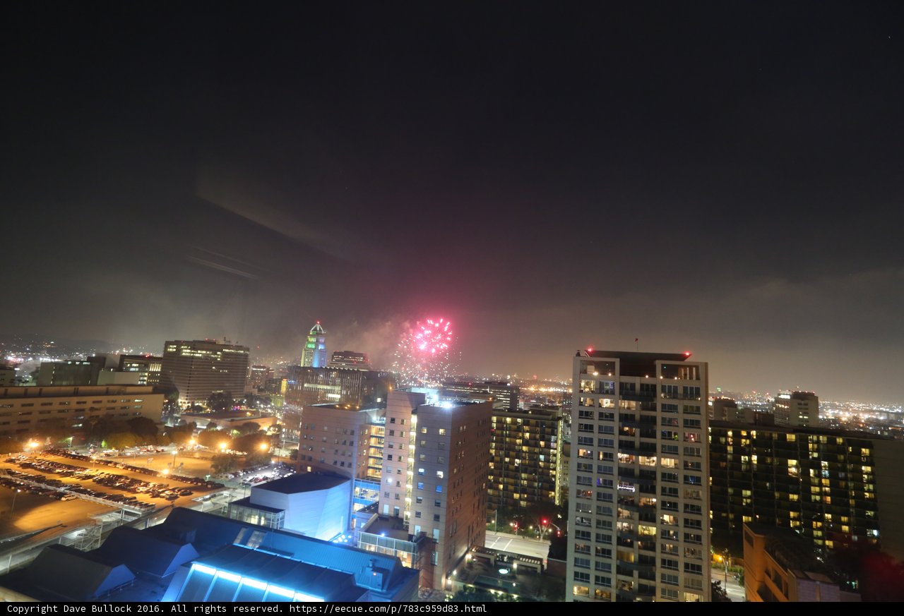 Night Skyline Fireworks Display